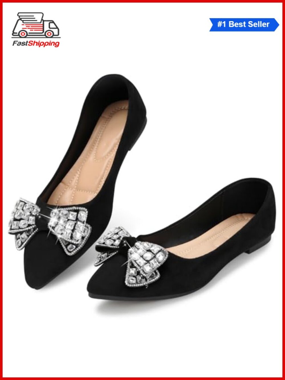 Faux Suede Pearl Pointed Toe Flats Comfort Dress Wedding Office